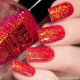 Jingle Bells Red Orange Color Shifting Glitter Nail Polish