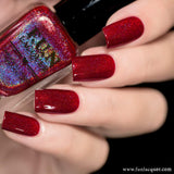 Powerful Red Linear Holo Nail Polish