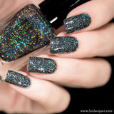 Snow in the Rainbow Night Black Holo Glitter Nail Polish 