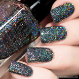 Snow in the Rainbow Night Black Holo Glitter Nail Polish