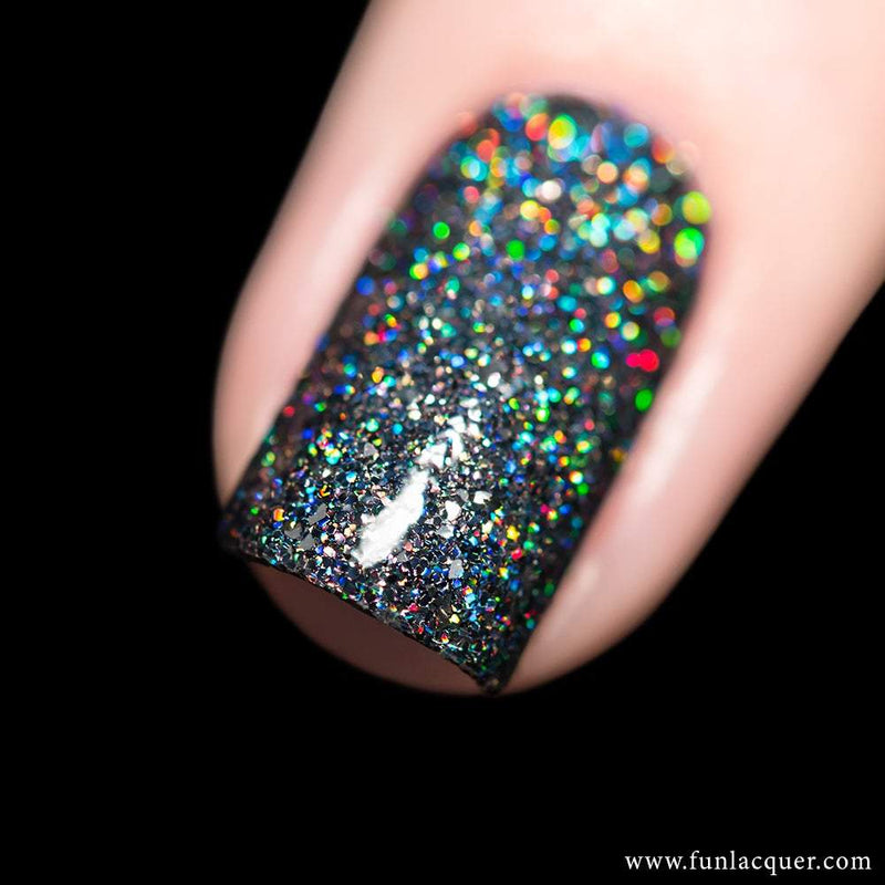 Snow in the Rainbow Night Best Black Holographic Glitter Nail Polish 