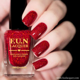 Kiss Me Red Holographic Glitter Nail Polish