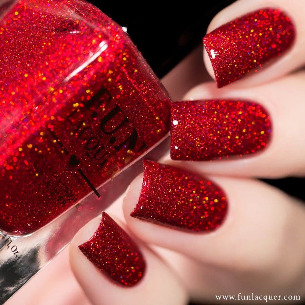 Kiss Me Red Holographic Glitter Nail Polish – F.U.N LACQUER