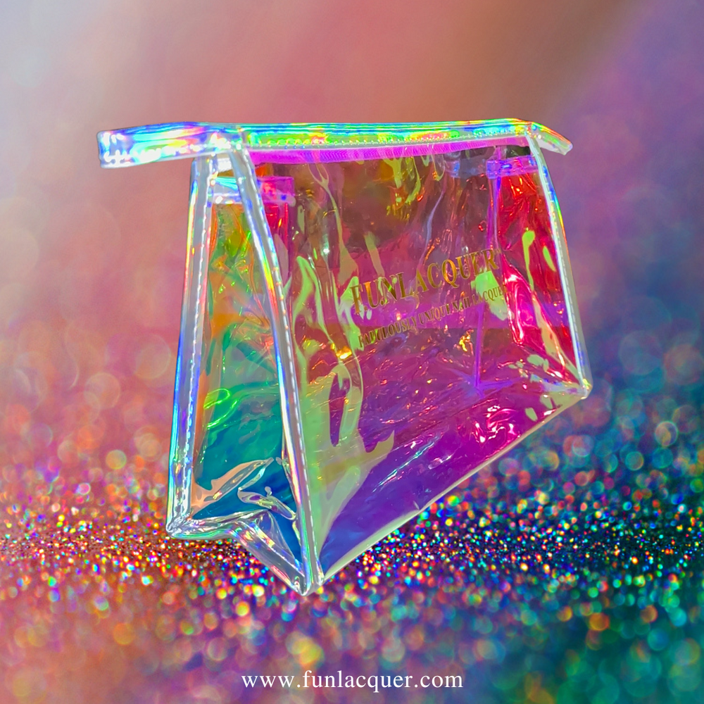 IRIDESCENT COSMETIC MYSTERY BAG BACK PACK Clear Iridescent Holographic Makeup Bag, 2pcs Travel  main image 2