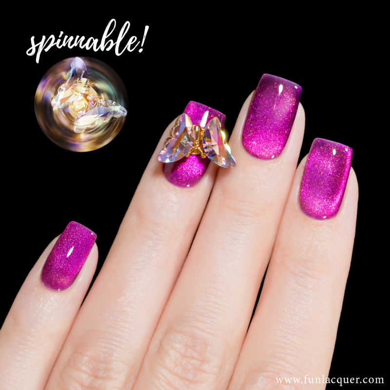 Iridescent Pink - 3D Spinning Butterfly Nail Stud