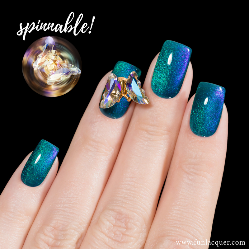 Iridescent Purple - 3D Spinning Butterfly Nail Stud