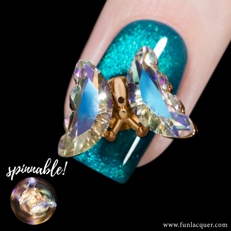 Iridescent Purple - 3D Spinning Butterfly Nail Stud