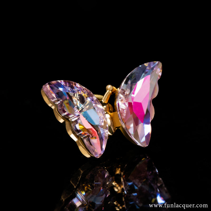 Iridescent Pink - 3D Spinning Butterfly Nail Stud