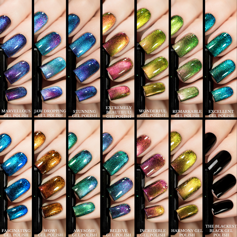 Magnetic Nail Polish Glances to Stares A Dark Base With a Green /purple  Shifting Magnetic Effect and Orange Glitters. - Etsy