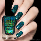Profound Teal Green Linear Holographic Nail Polish