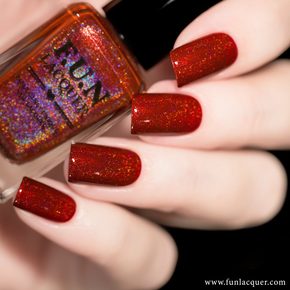 Red Color Splendor Splendor Red Linear Holographic Nail Polish – F.U.N LACQUER