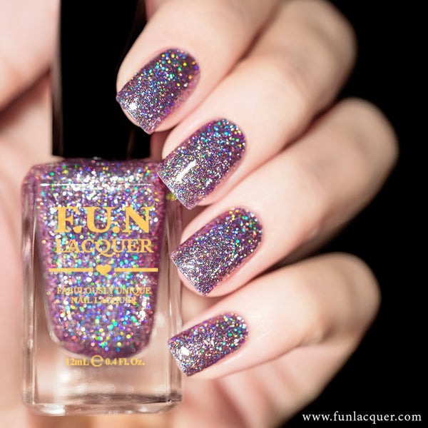Dynamite Pink Violet Holographic Glitter Nail Polish