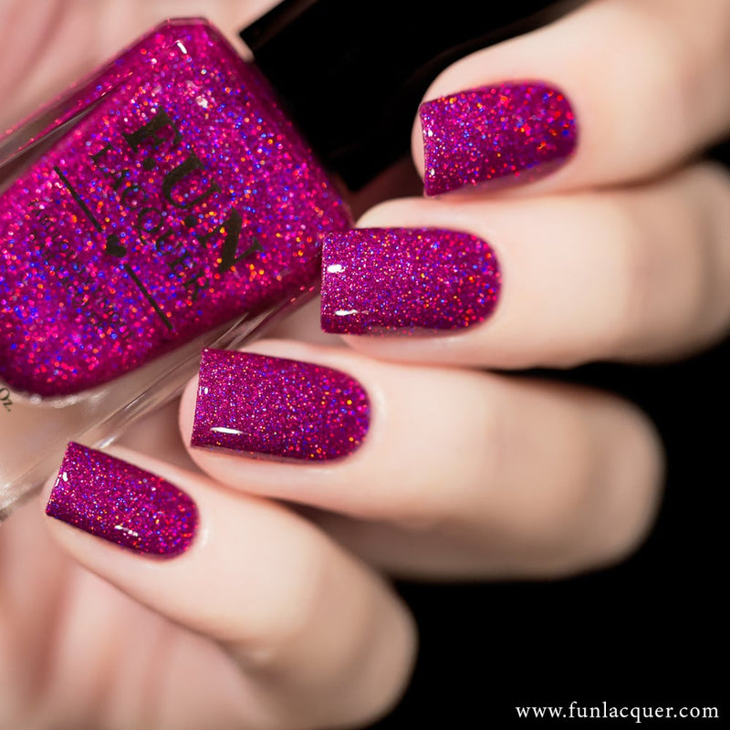 Fuchsia Berry - Holographic: Berry Pink Hot Pink Holographic Rainbow  Custom-Blended Glitter Nail Polish / Indie Lacquer / Polish Me Silly