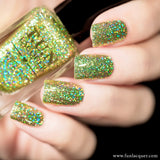 Torn Lime Green Holographic Glitter Nail