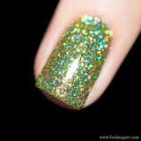 Torn Lime Green Holo Glitter Nail