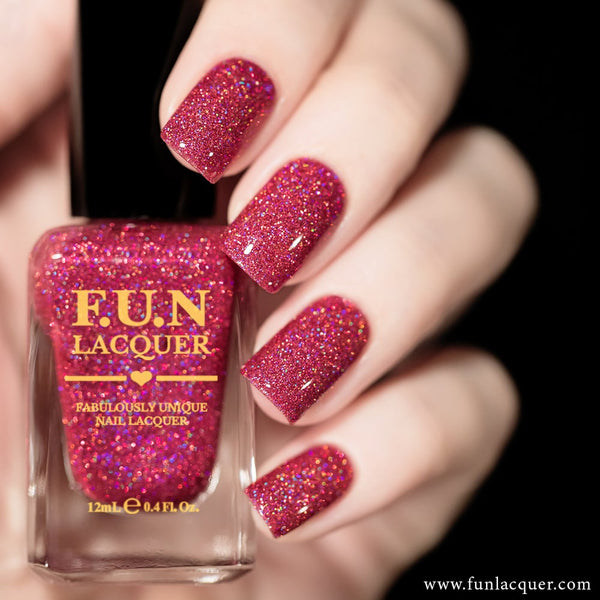 True Love Ruby Pink Holographic Glitter Nail Polish 